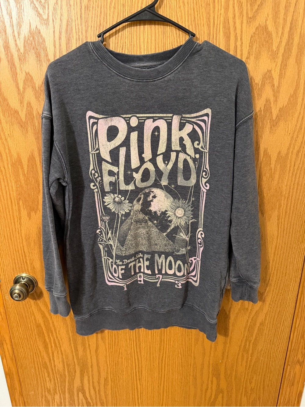 Pink Floyd Dark Side Of The Moon Washed Black Size XL Burnout Sweatshirt